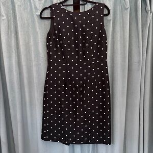 Talbots Black and White Silk Polka Dot Midi Dress